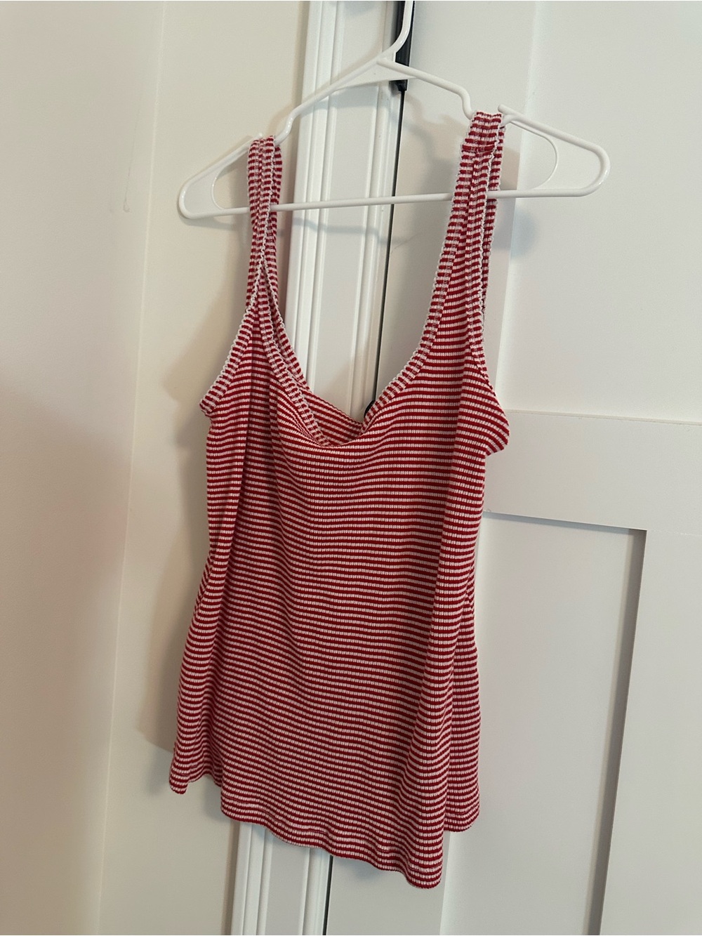 Universal Thread Red & White Striped Ribbed Scoop Tank Top - Picture 5 of 8